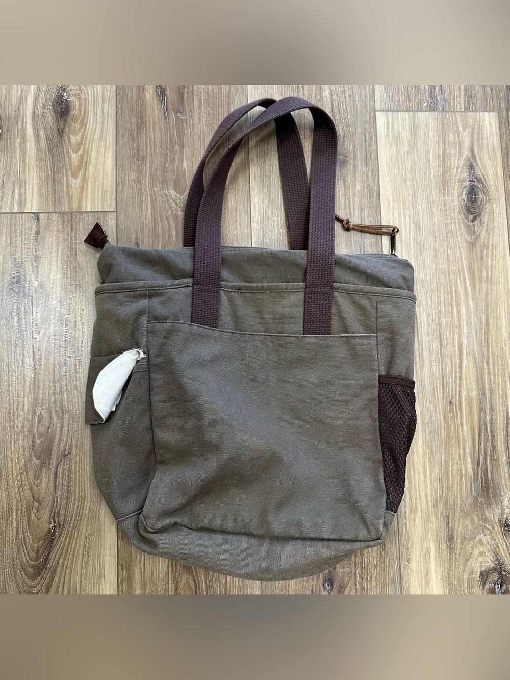 Duluth Trading Co. Canvas Tote Bag Zip Multipocket Brown - Picture 2 of 15